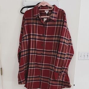 LuLaRoe Burgundy Plaid Flannel Jacket